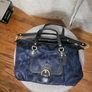 Coach signature metallic navy purse